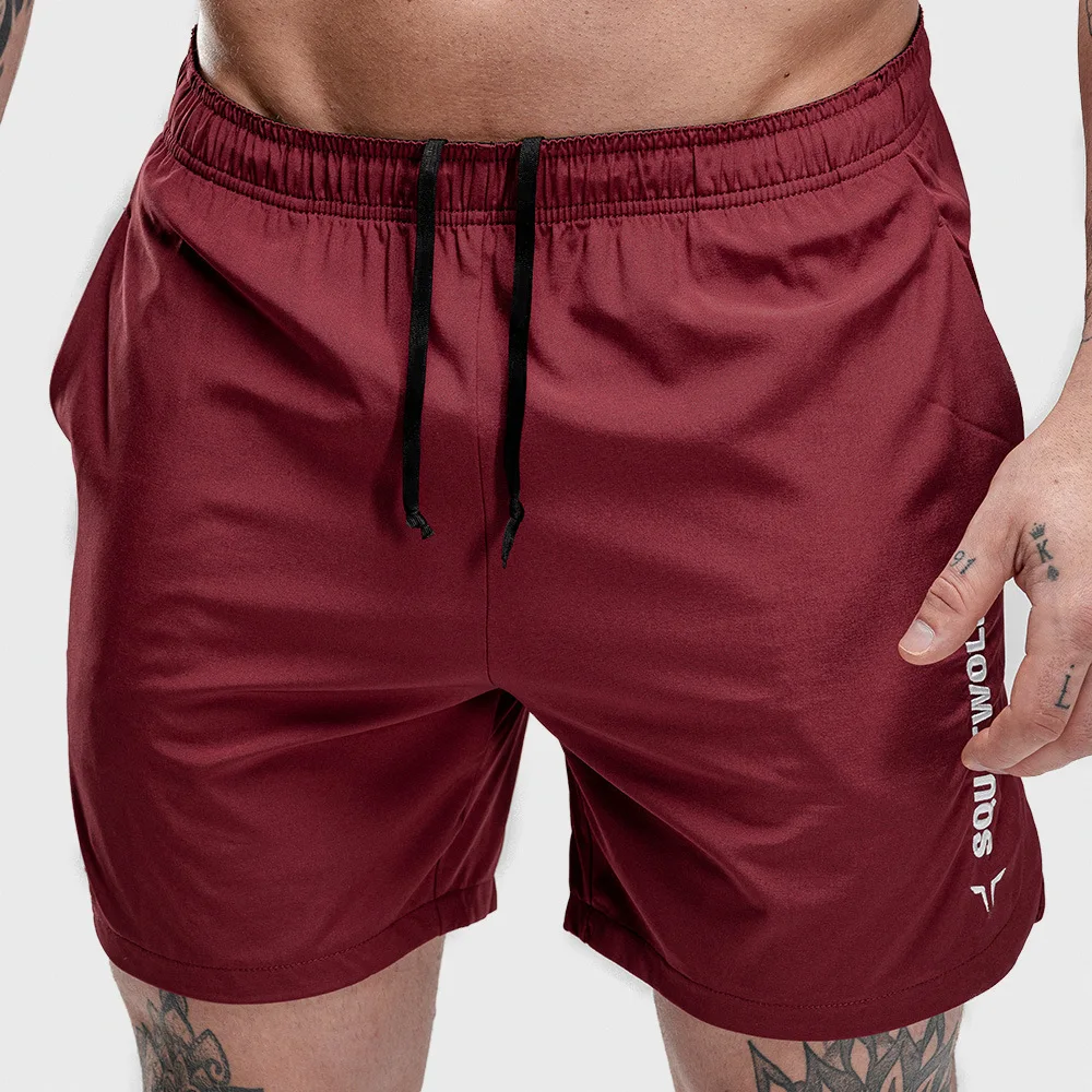 New Men Gyms Fitness Shorts Mens Summer Quick-dry Casual Embroidery Short Pants Male Jogger Workout Beach Knee Length