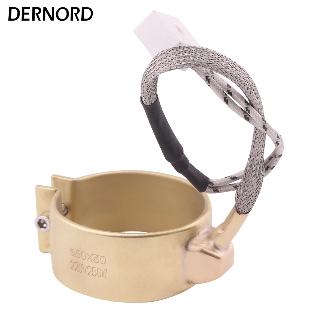 DERNORD 220v/230v Electric Copper Barrel Brass Band Heater for Extruder 280W 250W 230W 170W 130W 60×30/50×30/40×30/30×30mm