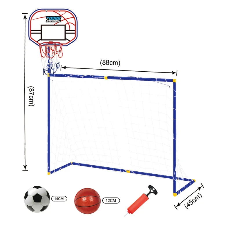 2 In 1 Soccer Goal Pool With Basketball Hoop Set For KidsOutdoor Sports Basketball Stand Soccer Goal