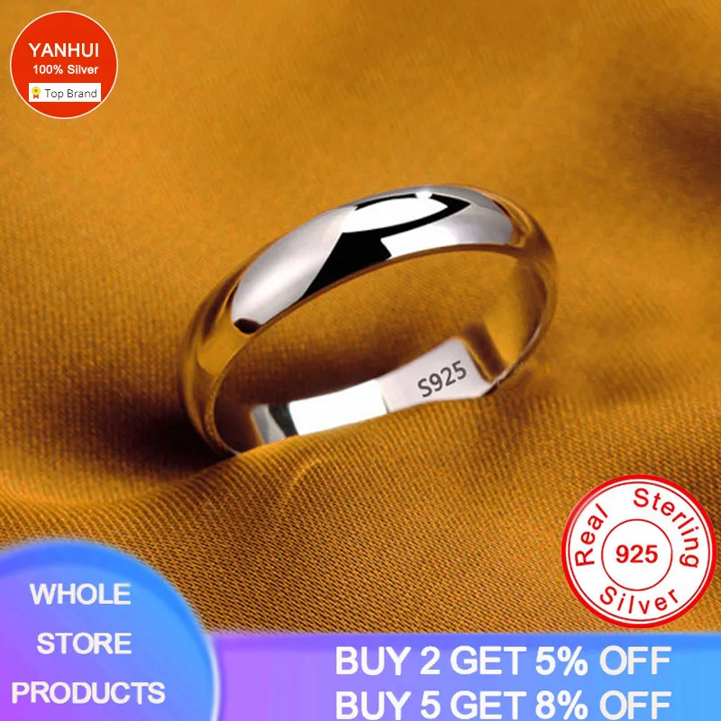 Never Fade Simple 4mm Glossy Stainless Steel Ring Couple's  Silver Color Wedding Bands for Women Men Gift Engaged Jewelry