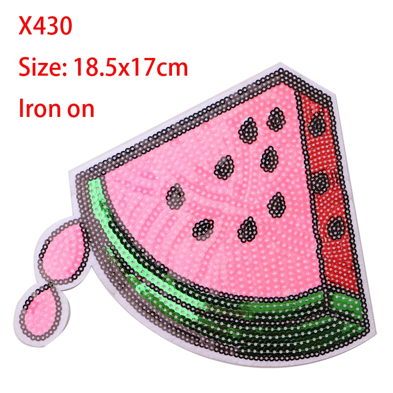 Cute Fruit Cartoon Sequins Icon Iron on Patches for Clothing DIY Stripes Clothes Patchwork Stickers Badges on the Backpack