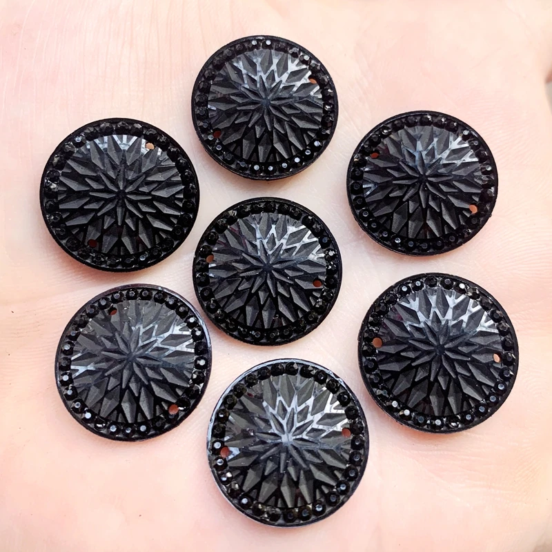 40Pcs/Lot Flat back Rhinestone Black Resin Sew On Crystals for DIY Wedding decorate jewelry Stone -A969