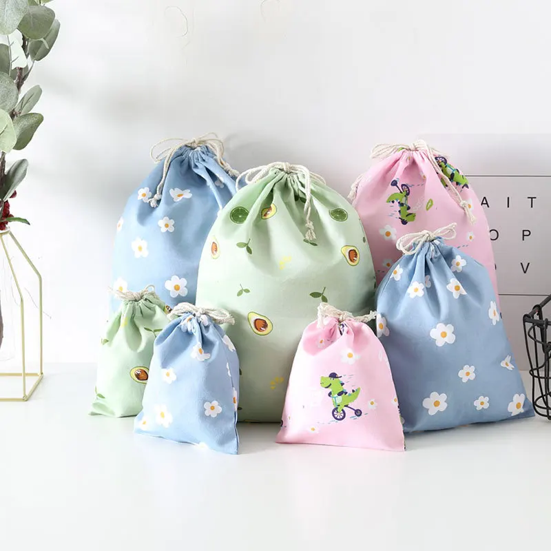 

Lovely cotton travel storage bag opening drawstring finishing Drawstring dustproof clothes storage bag