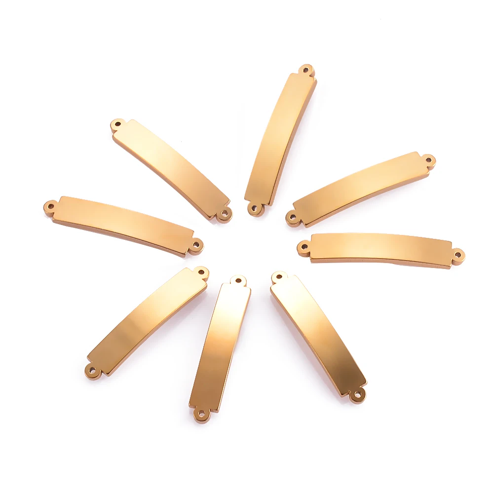 

Wholesale 10Pcs/lot Stainless Steel Gold Rectangle Connector Findings 2 Hole Rectangle Charms For DIY Jewelry Making Accessories