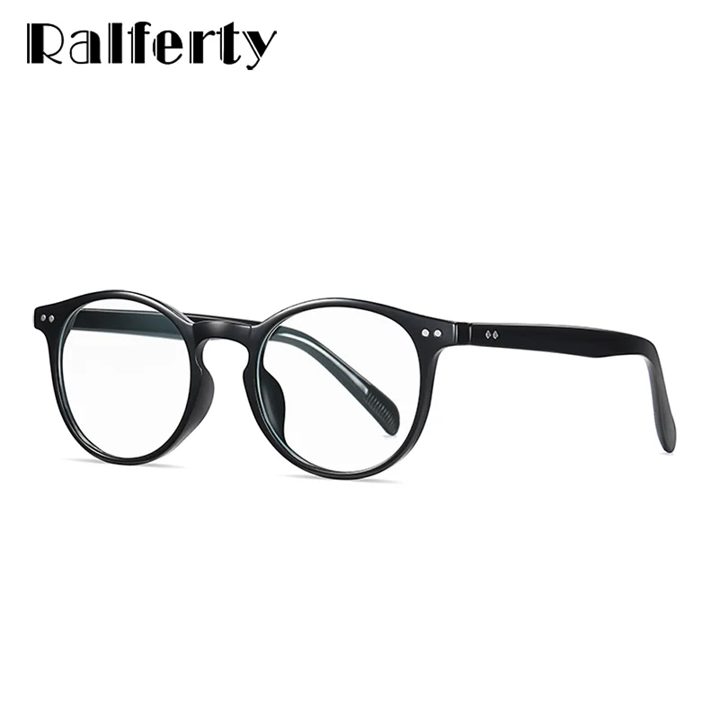 Ralferty Female Glasses Round Retro Gaming Computer Blue Light Glasses Transparent Optic Myopia Glasses Frames Women Men D2301