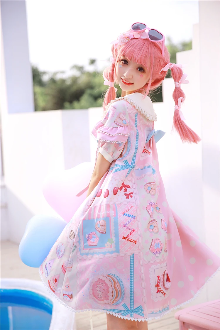 Robe de princesse lolita pour filles, tenue vintage en dentelle, avec nœud papillon, imprimé victorien, douce, kawaii, op loli cos