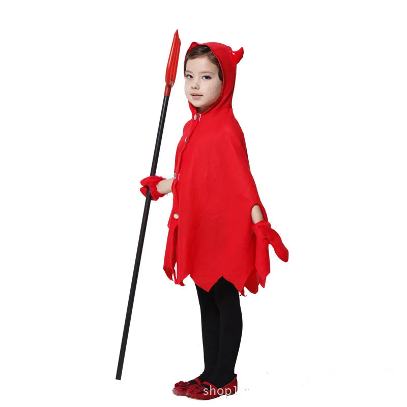 

Страшные M-XL детские костюмы для косплея «Пек Дьявол» для девочек на Хэллоуин, красные костюмы демона, карнавальное платье Пурима, сценическое платье-маскарад