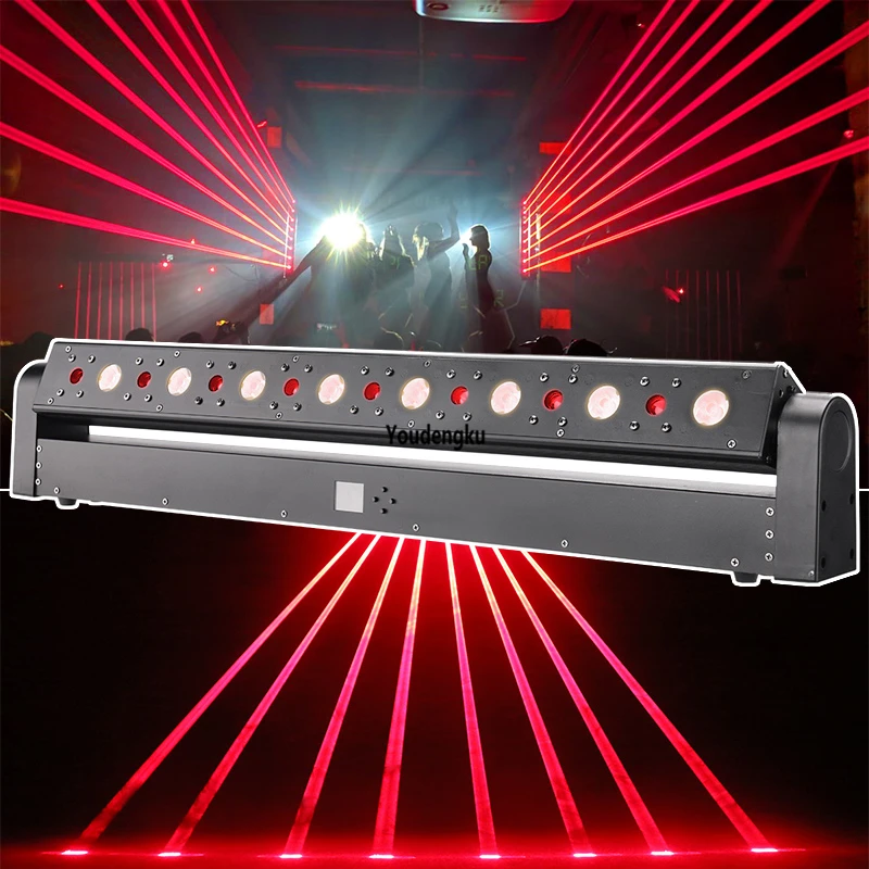 

2pcs 8*500mw night club shows dmx red green moving head dj laser 8 eyes linear beam bar light