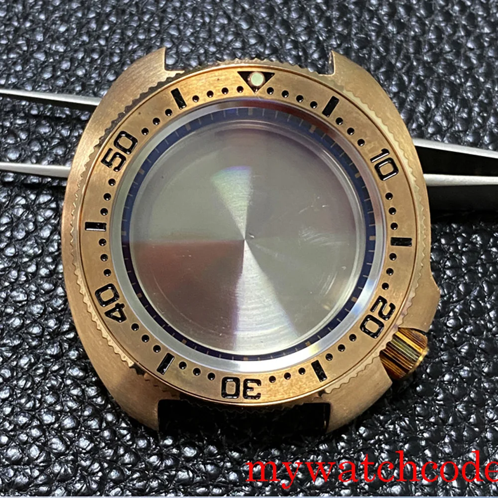 For NH35 NH36 Movement Solid Full Bronze 46MM Watch Case AR Sapphire Glass Ceramic Insert 20ATM Waterproof Watch Parts