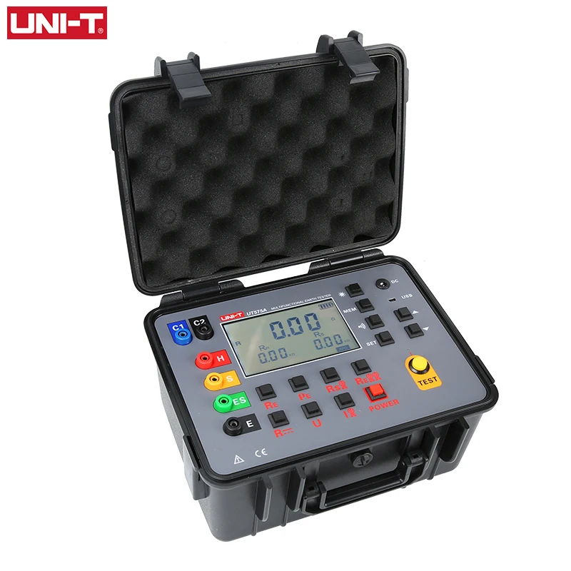 UNI-T Double Clamp Earth Resistance Tester UT575A Digital 0-30 kΩ Ohm Tester Grounding Meter Ommeter Data Storage