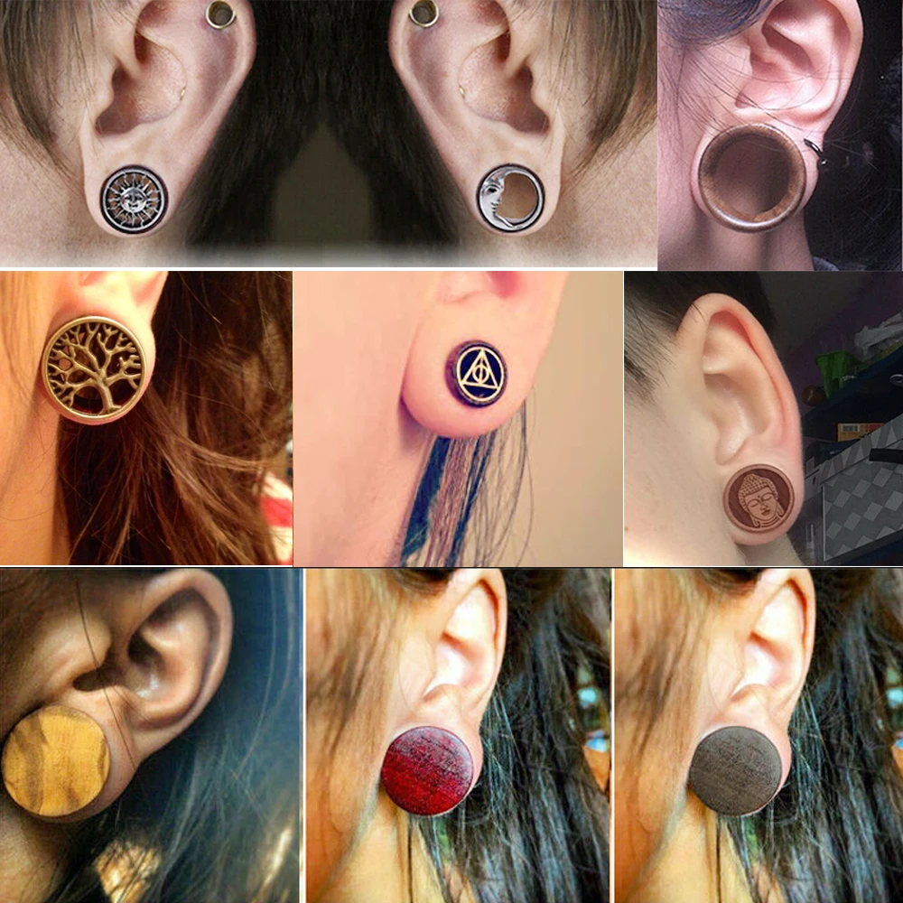 2pcs Wood Flesh Ear Plugs Tunnels Ear Piercings Earlets Saddle Woodern Earring Expander Gauge Double Flare Body Jewelry Piercing