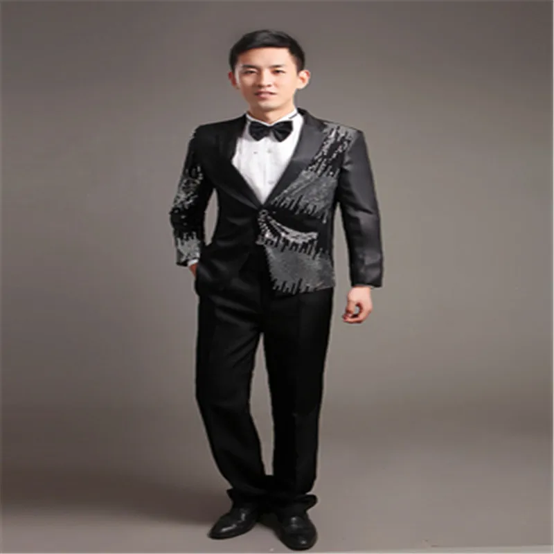 Moderator clothes paillette male master Sequin Dresses Stage Costumes Men terno Suit Ballroom Singer Suits Blazer jacket