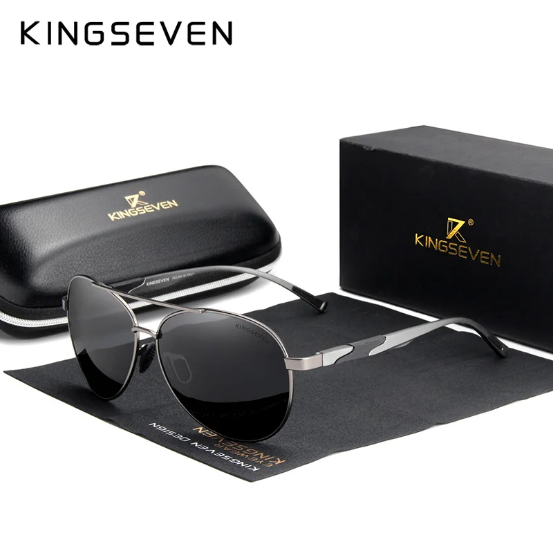 KINGSEVEN Männer Aluminium Polarisierte Sonnenbrille Klassische Marke Sonnenbrille EMI Verteidigung Beschichtung Objektiv Driving Shades N7228