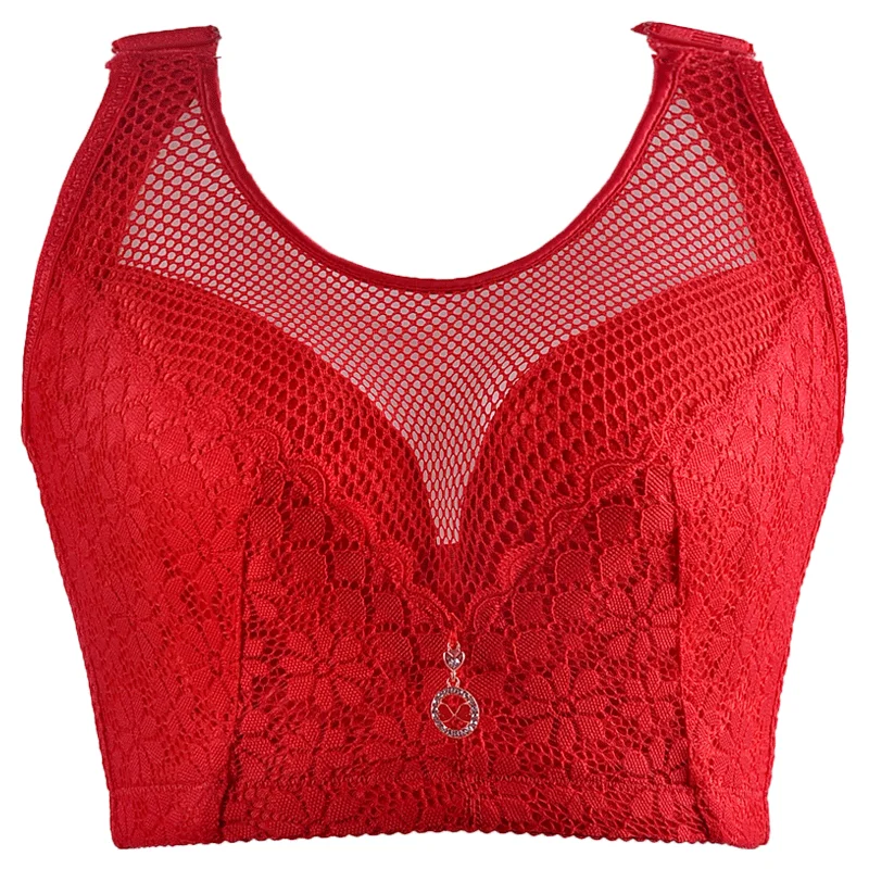 Push up Bras for Women Plus Size Vest Bra Plunge Wire Free Brasserie Lightly Lined Underwear