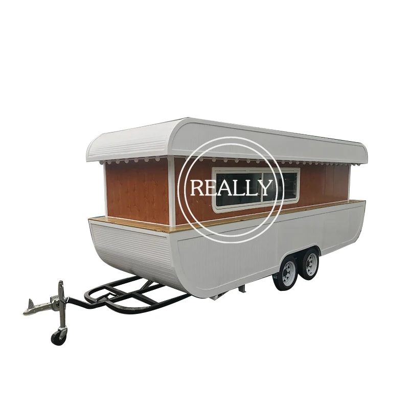 Color Customized Catering Trailer Food Cart Kiosk 400 CM Long With Kitchen Equipment Inside Pizza Maker Trailer