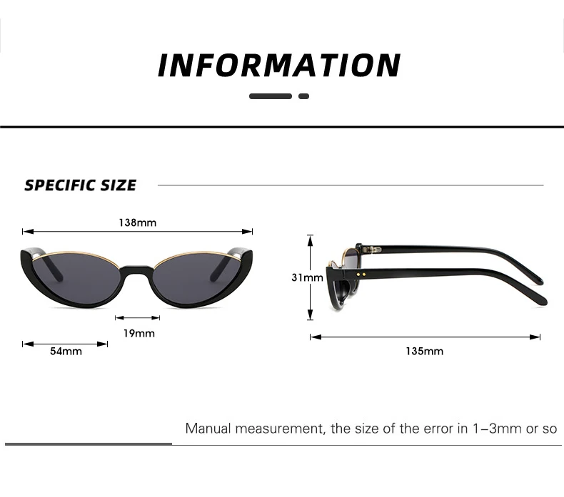 OEC CPO Kleine Rahmen Cat Eye Sonnenbrille Frauen Niet Vintage Shades Sonnenbrille Weibliche Mode Brillen Retro Brillen UV400 – Detail 4