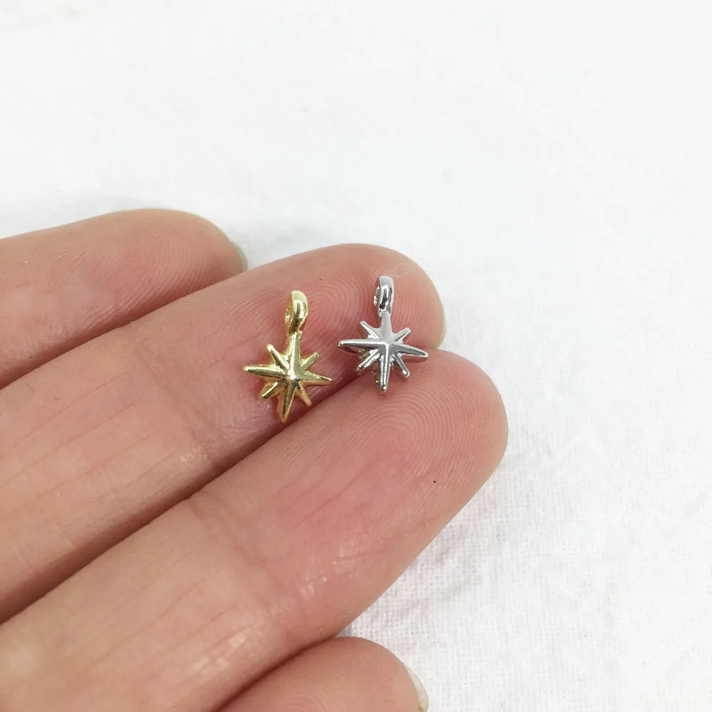 Eruifa 20pcs 6mm Mini Star Zinc Alloy Jewelry DIY Charms Pendant Necklace, Earring Bracelet 2 Colors