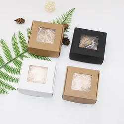 4pcs New PVC Window Kraft Paper Gift Box Biscuit Handmade Soap Jewelry Gift Packaging Party Supplies Gift Box