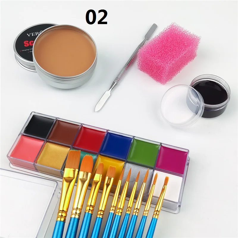 SFX Make-up-Set, 12-farbig, Gesichts- und Körperbemalung, Öl, Bühne, Spezialeffekte, Halloween, Wunde, Narbe, Wachs, Make-up, gefälschte Schorf, Blutspatel, Farbe – Detail 13