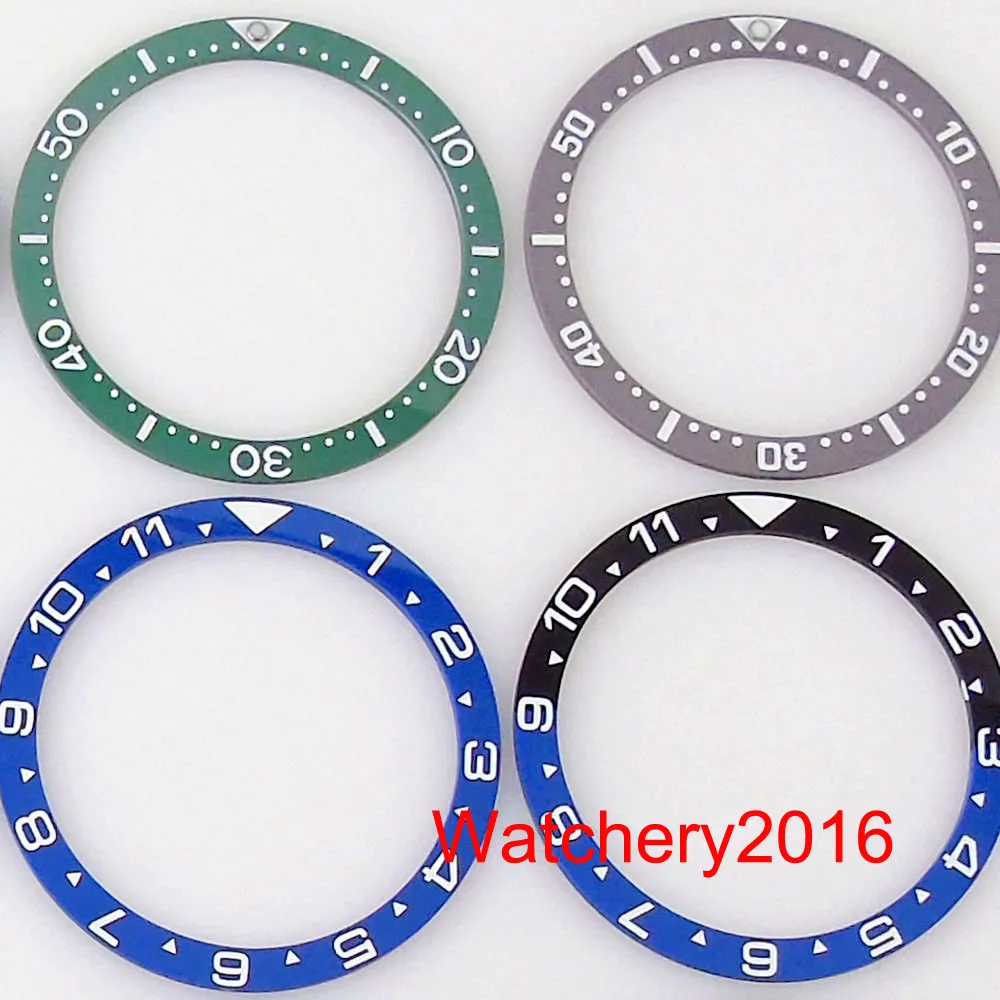 Flat 38mm*31.5mm Ceramic Watch Bezel Ring Blue Red Green Black Insert fit SKX007 GMT Watch