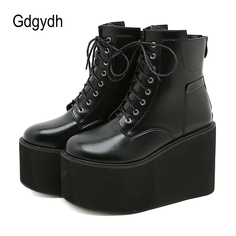 Gdgydh Big Size 43 Platform High Heels Cosplay Fashionable Autumn Ankle Boots Platform Women Wedges Heel Model Catwalk 2021 New