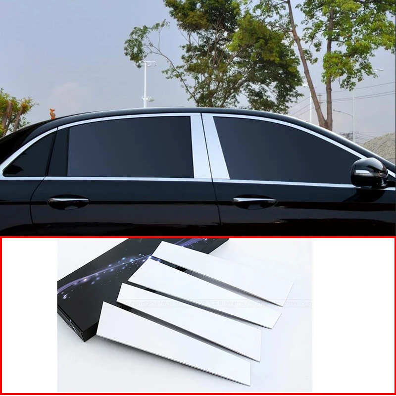 For Mercedes Benz W213 E Class E200 E300L 2016-2021 AMG Car-Styling Polished Window B C Window Pillar Trim Decoration Strip