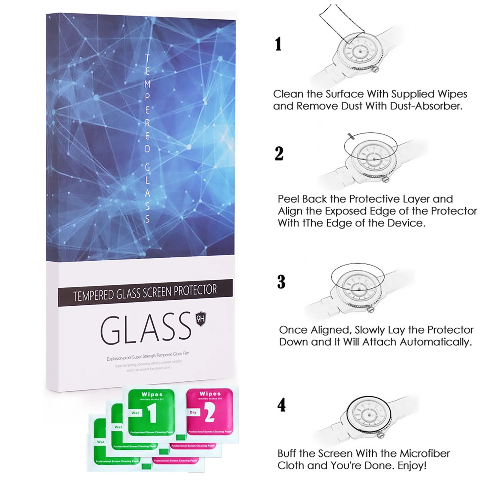 Protecteur d'écran pour Garmin Forerunner 55 9H, en verre trempé HD, anti-rayures, sans bulles, 3 paquets