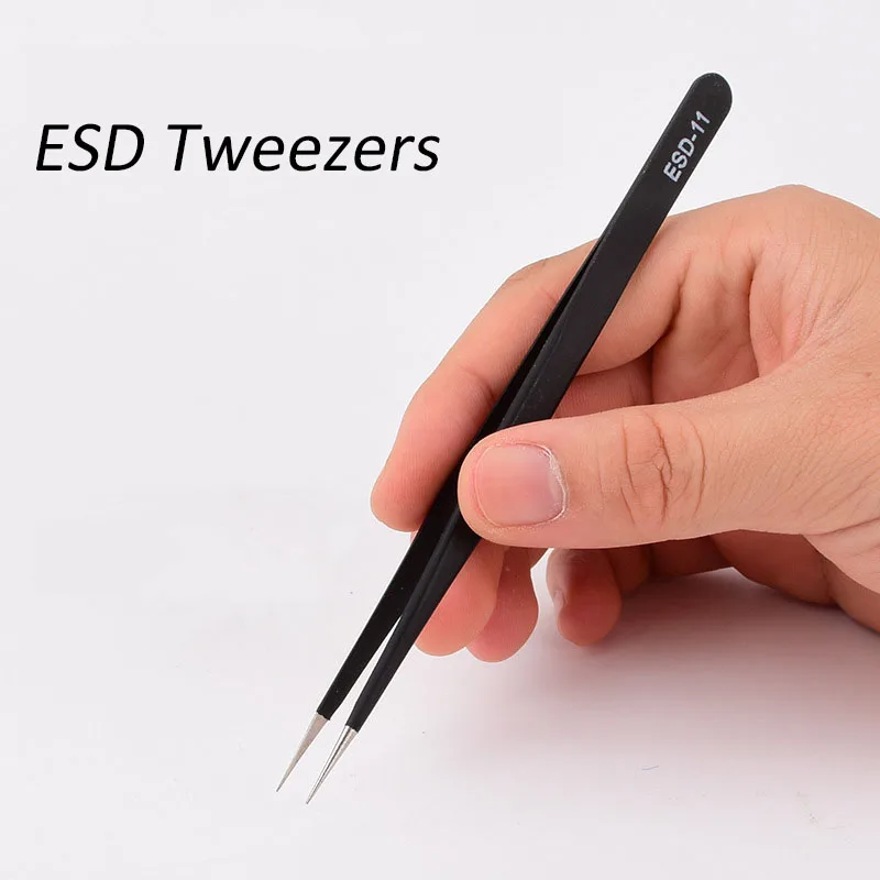 9 قطعة/المجموعة صناعة الملقط مع أكياس مكافحة ساكنة ESD ملاقط من الفولاذ المقاوم للصدأ صناعة الصيانة الالكترونيات الدقة الملقط