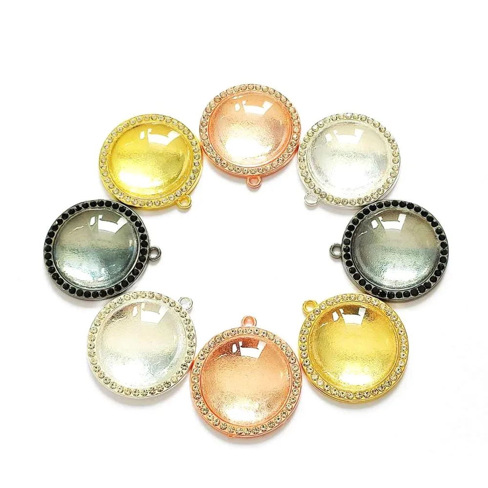 

50PCS Round Tray With Dome in 25MM for women DIY Necklace Crafts T09