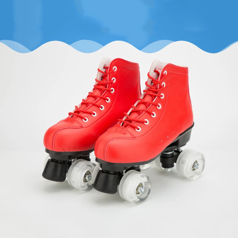 New big red cowhide roller skates double-row ice skates flashing wheels wear-resistant roller skates for skating Quad Patines