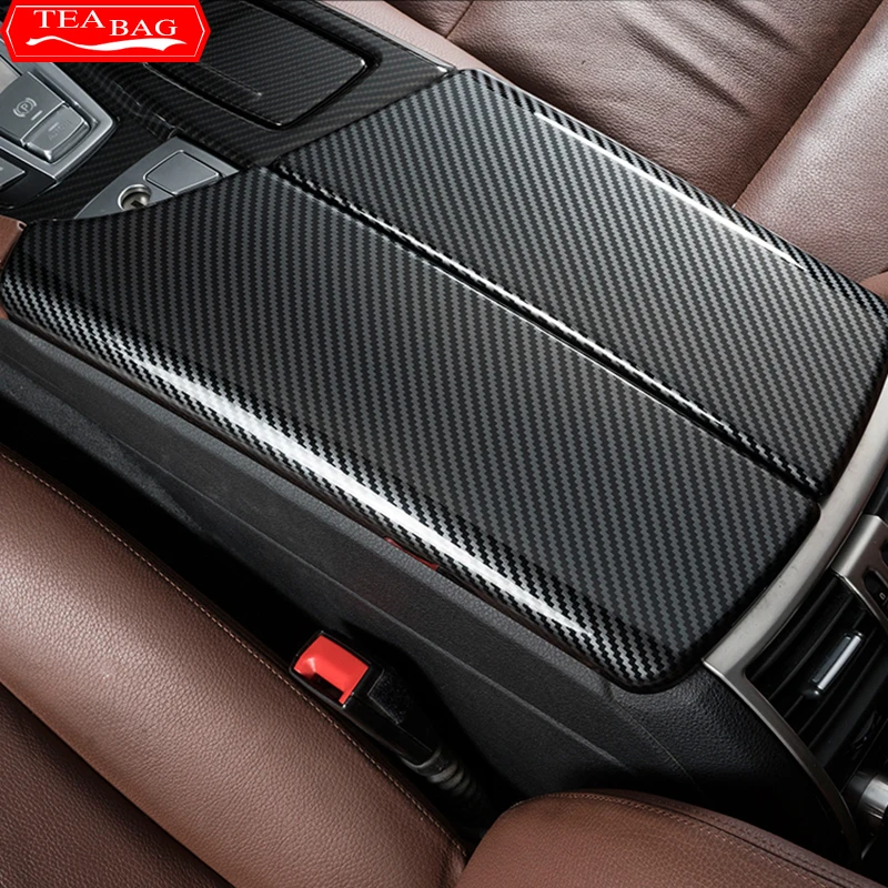 Car Styling Carbon Fiber Pattern Center Console Armrest Storage Box Protection Cover Trim For BMW 5 Series F10 F11 G30 G32