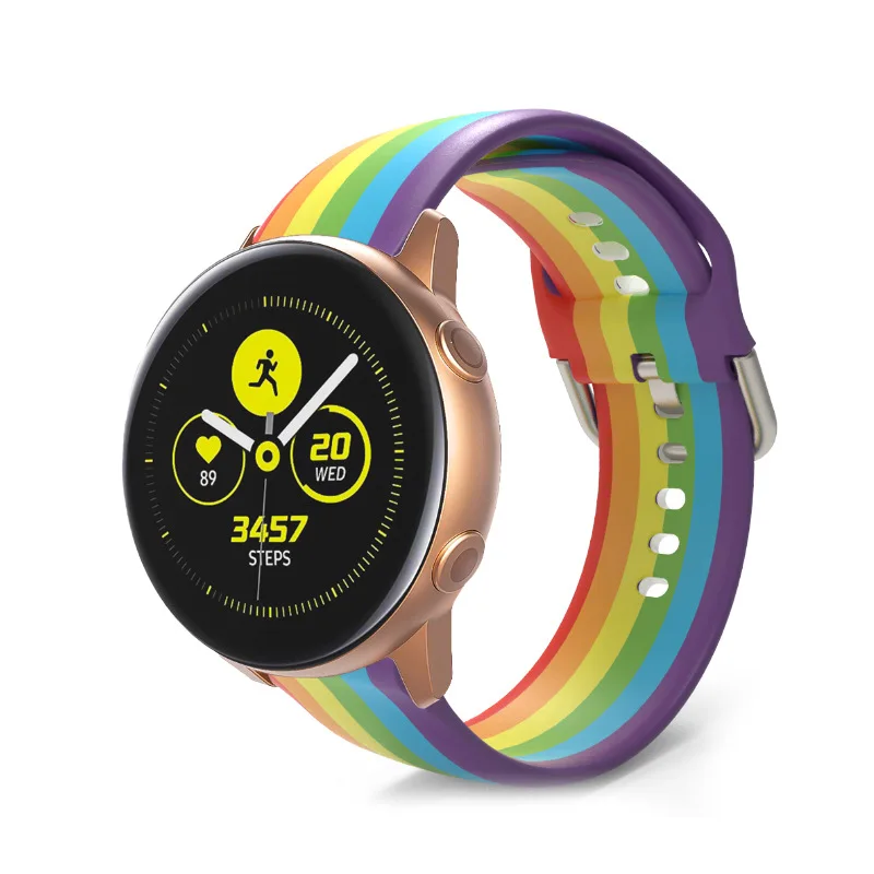 Correa de reloj de 20mm para Samsung Galaxy Watch Active 3/2/1, pulsera de TPU impresa para Galaxy Watch 3, accesorios de pulsera de repuesto