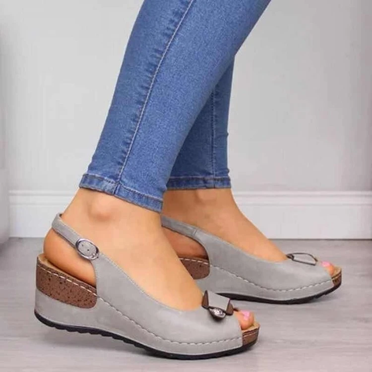 Fashion Summer Platform Sandals Fashion Women Sandal Wedges Shoes Casual Woman Peep Toe gray Platform Sandals Buckle Shoes