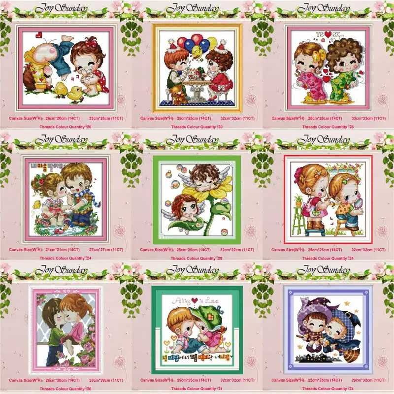 Little Boy Girl Lovers Patterns Counted 11CT 14CT Cross Stitch Set Cartoon DIY Cross-stitch Kit Embroidery Needlework Home Decor