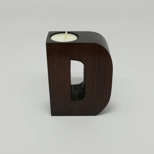 Marple's Wood Decorative Letter D Candle holder