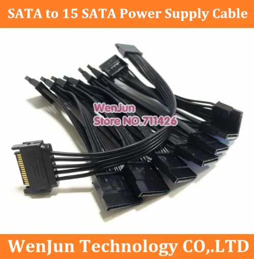 SATA male to 15 SATA female Hard Disk HDD SSD Power Cable Sata 1 Splitte to 15sata 15PIN For Chia Mining Server Hard