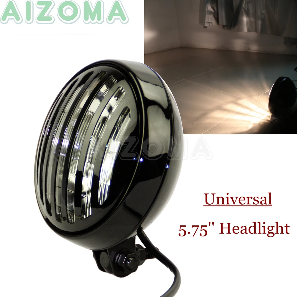 Motorcycles 5.75'' Custom Universal Front Headlight For Harley Dyna Cruisers Scrambler 12v PAR46 Sealed Beam Vintage Headlamp