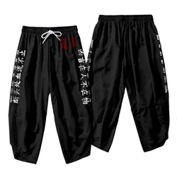 Men's Pockets Harem Pants 2021 Hip Hop Casual Male Joggers Trousers Fashion Casual Streetwear Black Print Pants