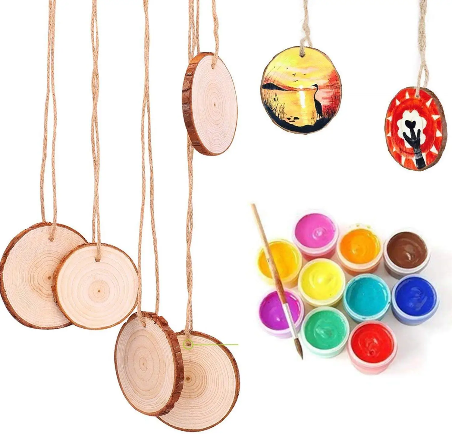 50pcs Natural Wood Slices Round Circle Tree Bark Log 2-7cm Wooden Circles for DIY Crafts Wedding Decorations Christmas Ornaments