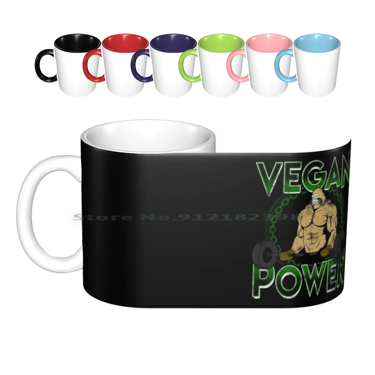 Vegan Power Weight Lifting Bodybuilding Gorilla Ceramic Mugs Coffee Cups Milk Tea Mug Vegan Bodybuilding Gym Weightlifting