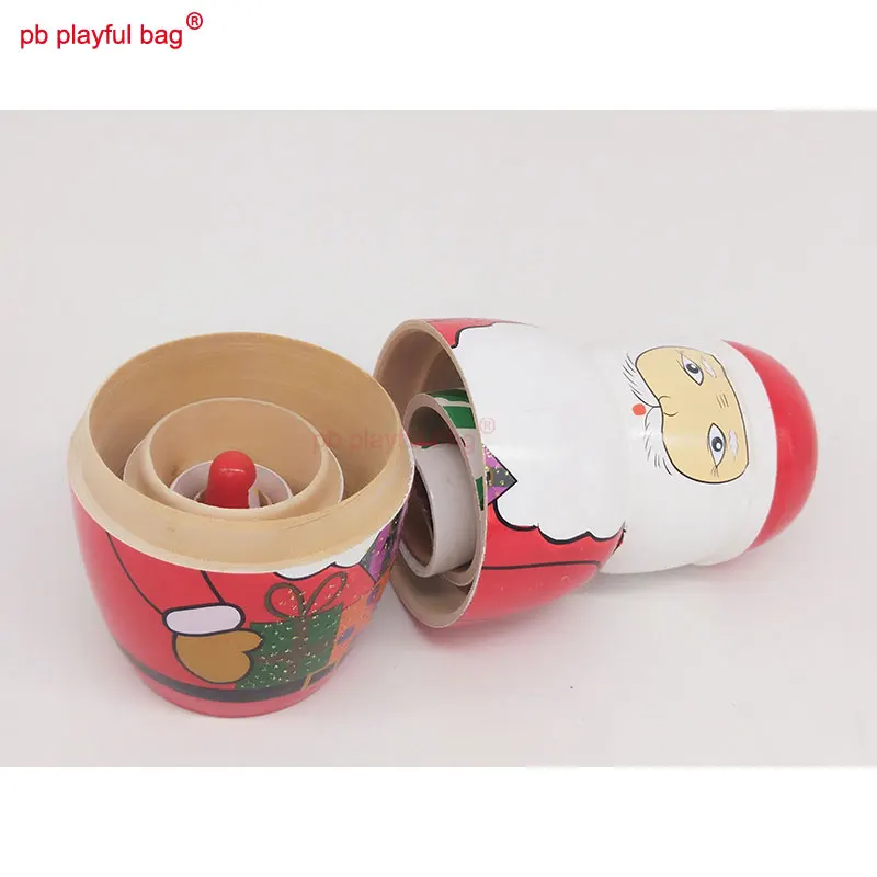 PB Playful bag Five story Santa Claus Snowman Russian dolls lovely wooden children's toy set craft gift home decoration HG24