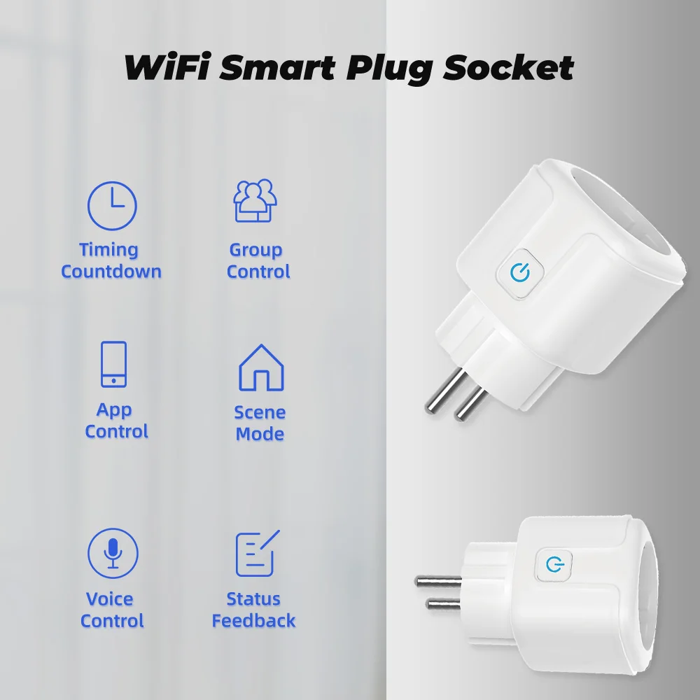 Szaoju Smart Plug WiFi Socket 16A EU Power Monitor Timing Function Tuya Smart Life APP Control For Alexa Google Home Assistant