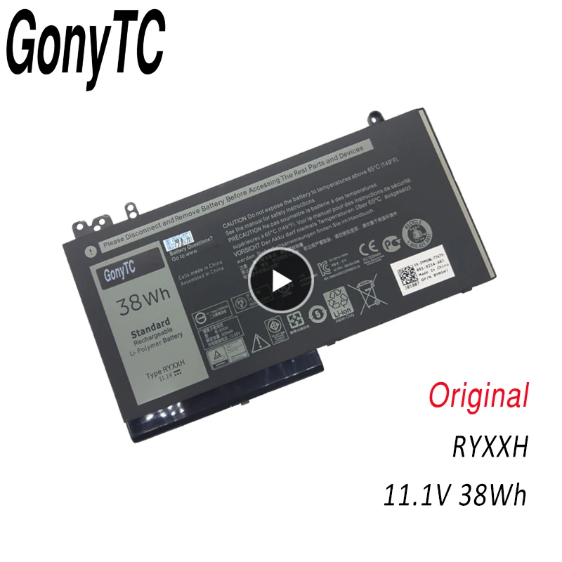 GONYTC New RYXXH Laptop Battery for Dell Latitude 12 5000 11 3150 3160 3550 E5250 E5450 E5550 Series 09P4D2 9P4D2 11.1V 38WH