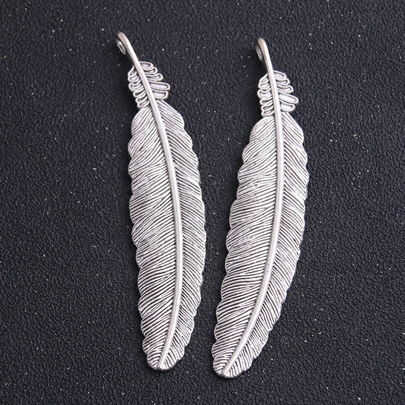 2pcs 21*104mm Two Color Copper Feather Plumage Charms Pendants Bookmark For Books For DIY Jewelry Making Findings