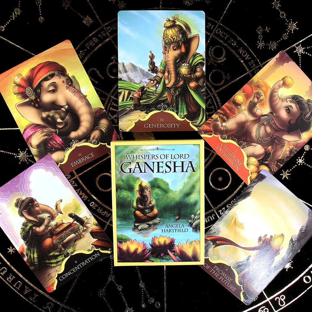 

Whispers of Lord Ganesha Oracle Card Hot Sell Tarot Cards For Divination Deck Card Game Board Game Books Elephant Headed God Toy