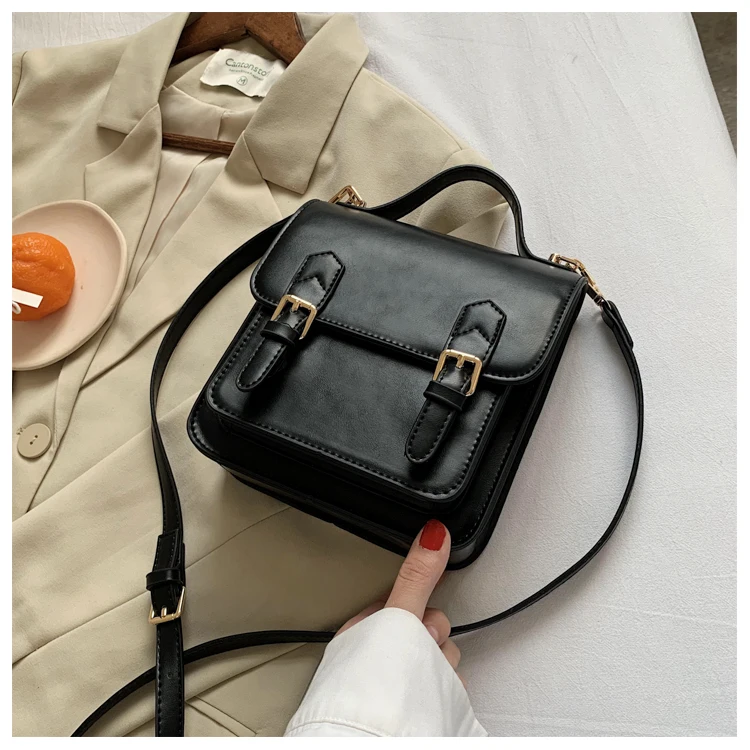 Elegant Female Solid color Tote bag New High quality PU Leather Women\'s Designer Handbag Vintage Shoulder Messenger Bag