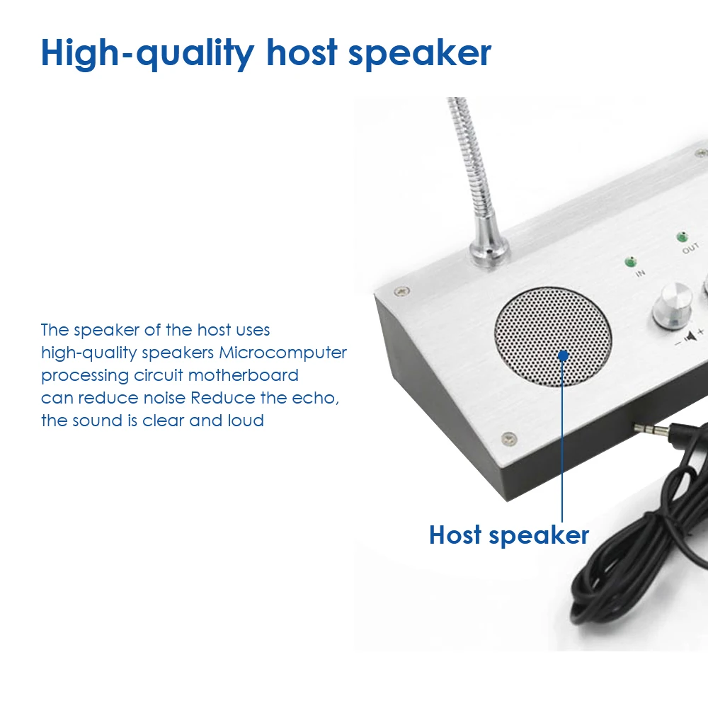 Altavoz intercomunicador de doble vía para mostrador de ventana, sistema de intercomunicación con micrófono para banco, oficina, estación de otor, billete, Oficina