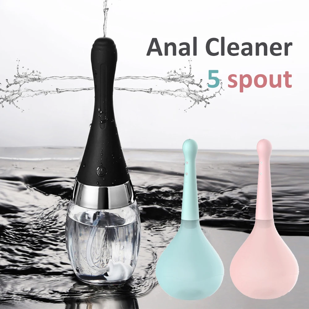 Electric Silicone Anal Cleaner Enema Cleaning Container Vagina Douche Cleaner Enema Bulb Syringe Health Hygiene Sex Woman Man