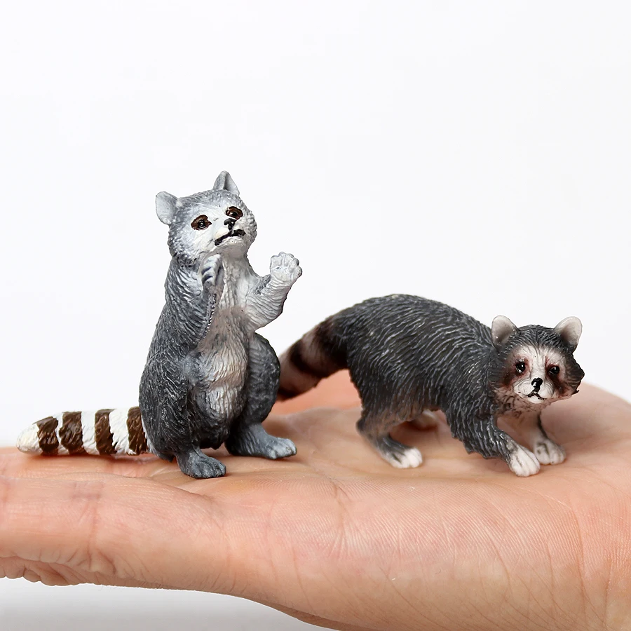 Simulation Hand painted Forest Animal Model Figures Badger, Beaver,Raccoon,Anteater Bear Decor Collector Educational toys