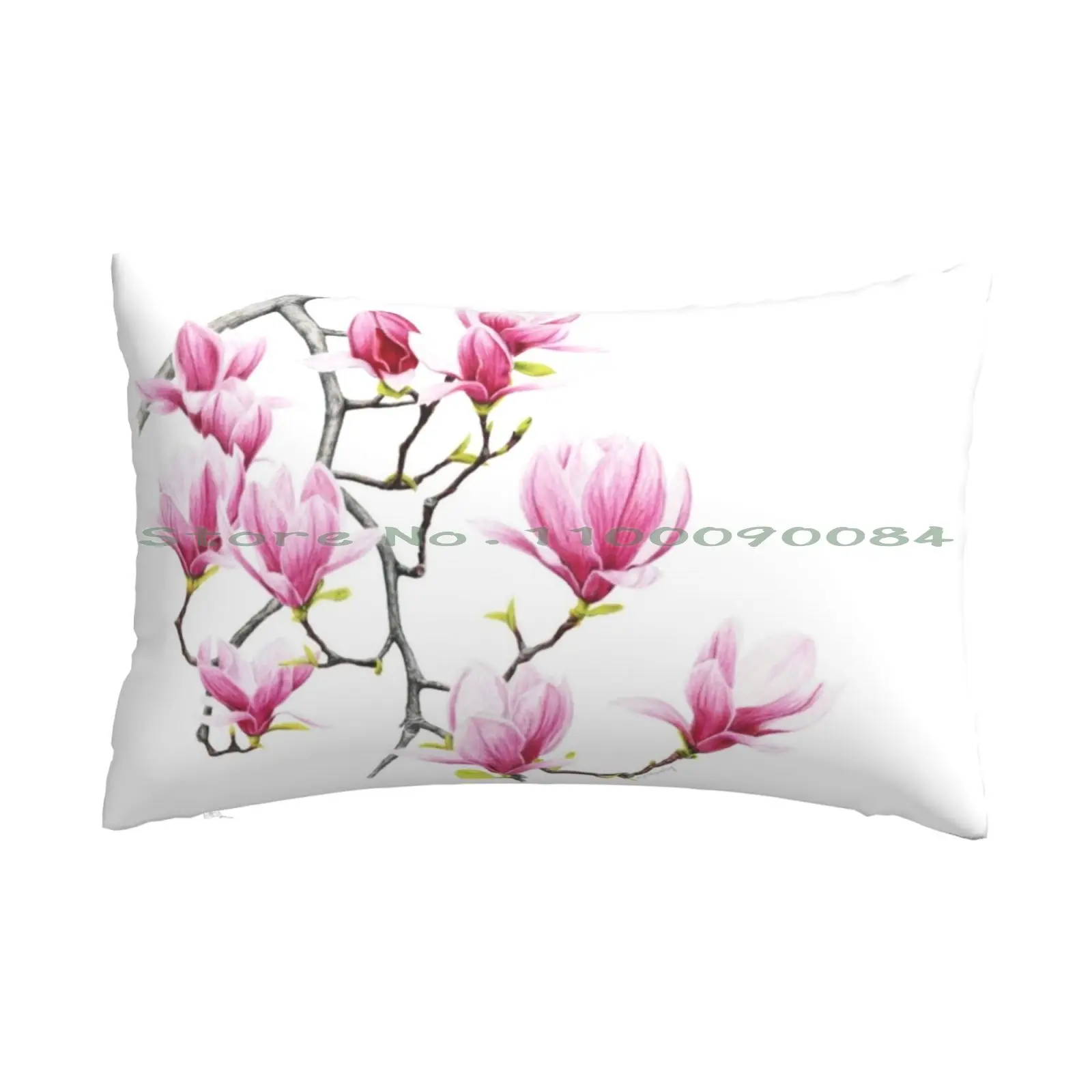 

Magnolia Flowers Pillow Case 20x30 50*75 Sofa Bedroom Magnolia Pink Floral Spring Blossom Bloom Flowers Tree Nature Realistic